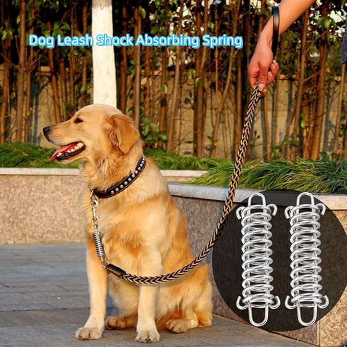 Dog Leash Metal Shock Absorbing Spring Buckle Portable Camping Tent Fixed Buckle Multi-Function Springs Buckle for Securing Tarps Tents Sunshade,Swing and Large Dogs Pets Train, with 8PCS Snap Hooks