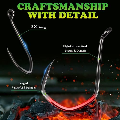 LUCKYFISHING Octopus Hooks Fishing Hooks for Saltwater Freshwater Offset Catfish Hooks for Bass Trout Redfish Fishing Hook Size 8/0 with 50PCS