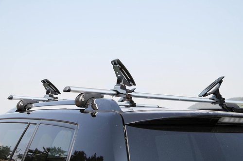 135LB Kayak Saddle, Aluminum Rustless Kayak Roof Rack with 1.5" Width Tie Down Straps for Carrier Canoe Boat Paddle Board Surfboard, to Mount on Car SUV Truck Crossbar