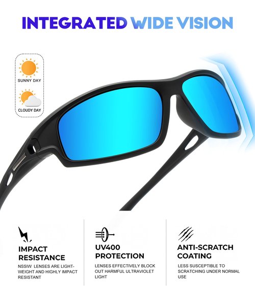 NSSIW Polarized Sunglasses-for-Men-Women Sports Mens-Sunglasses: Wrap Around Sun Glasses UV400 Running Fishing Golf