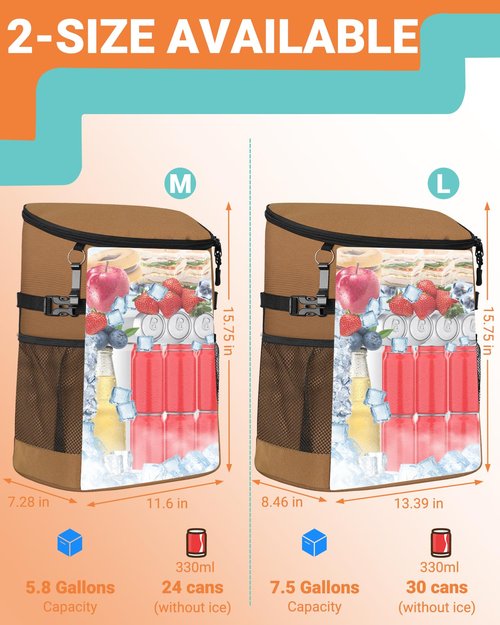 Soft Cooler Backpack 30 Cans, Backpack Coolers Insulated Leak Proof Thermal Lunch Backpack for Men Work Small Cooler Bag Beach Travel Picnic Drink Beverage Beer (L, Yellow)