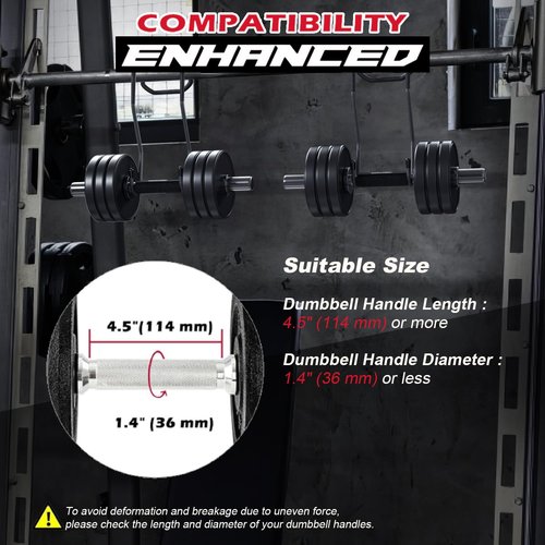 Dumbbell Spotter Hooks for bench press connecting and hanging dumbbells to barbells - with cowhide leather straps provide an Anti-Slip and Safety Workouts