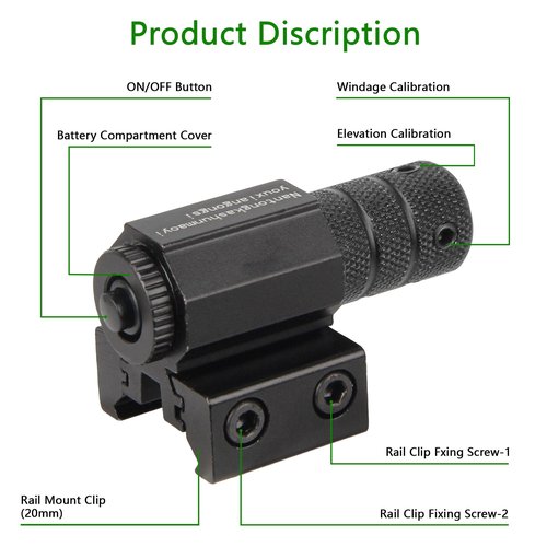 KASENTE Red Laser Beam Sight with 21mm Picatinny Weaver Rail Mount for Airsoft Gun Pistol Rifle, Black