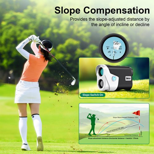 Veetop Golf Rangefinder with Slope Switch,1200 Yards & 7X Magnification,Flag Pole Locking,Slope Measurement, Magnetic Mount,Fast Focus Laser Range Finder for Precise Distance Measurement