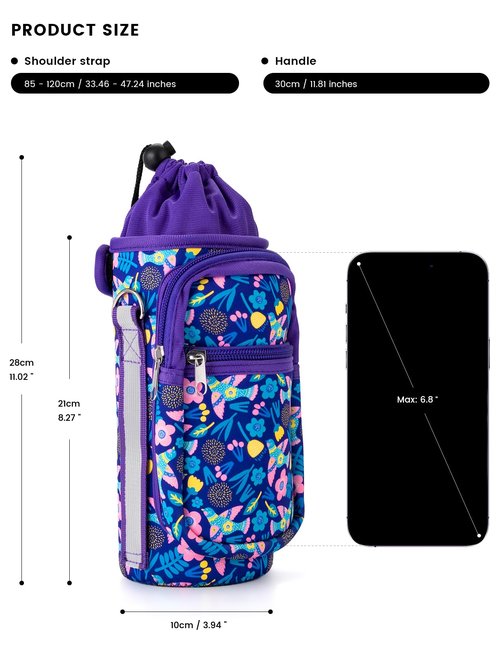molshine Insulated Water Bottle Holder for 25 32 40 64oz Sports Water Jugs Bottles, Carrier Case Pouch Sleeve Cover with Strap Pockets for Outdoor Hiking Camping Gym (Swallow)