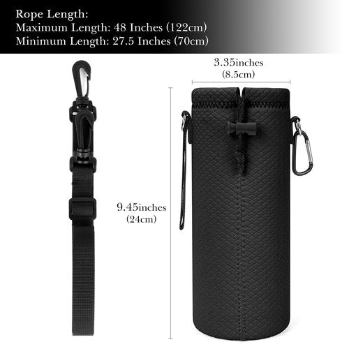 Linkidea Water Bottle Carrier with Strap Compatible with Owala FreeSip 40oz Water Bottle, Neoprene Waterbottle Sling Bag Holder, Shoulder Strap, Black