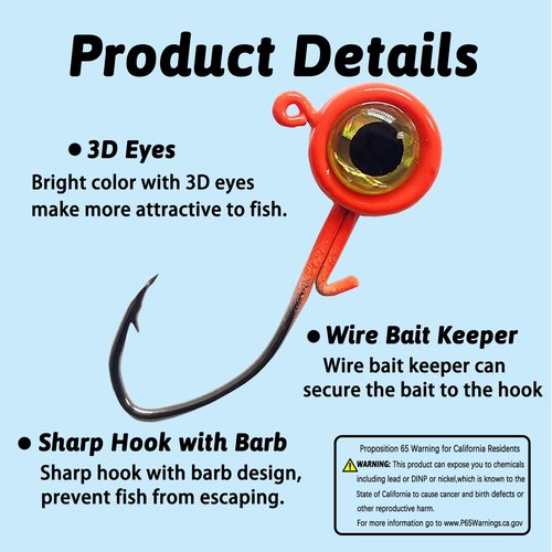 Fish Corner 20pcs Crappie Jig Heads, Assort, 1/8oz