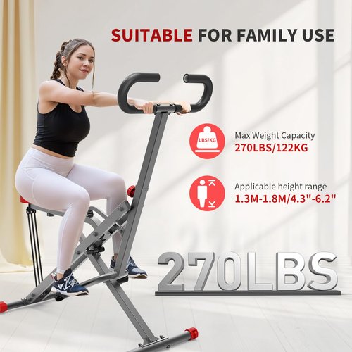 PASYOU Squat Machine for Women, Deep Squat Machine for Glutes & Ab, Foldable Row and Ride Machine Adjustable Resistance Squat Rowing Machine for Home Leg Trainer