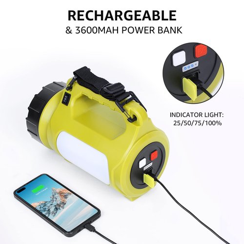 Lepro Bundle - Rechargeable LED Lantern, Camping Essentials, 1000LM, 5 Light Modes, Power Bank & 230°COB Wide Beam & Adjustable Spotlight, Waterproof Headlamp