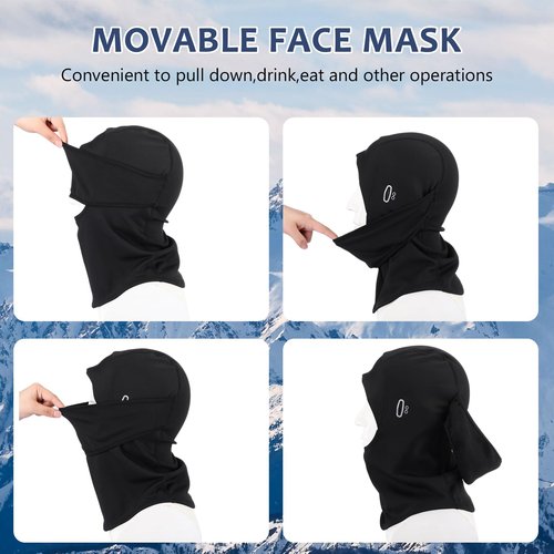 Eurzom 3 Pcs Winter Balaclava for Men Women Moveable Ski Face Mask with Reflective Stripe Windproof Thermal Scarf Mask(Black)