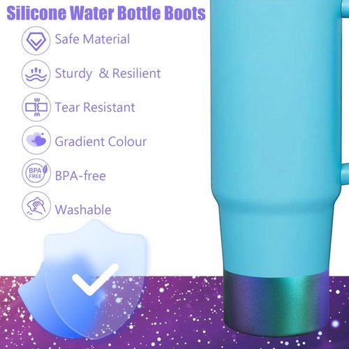 ZWIN Chameleon Gradient Matte Luster Silicone Boot,Silicone Boot Sleeve,Water Bottle Boot Compatible with 12-40oz & Water Bottle and More Bottles with 2.8-3in Base(Emerald)