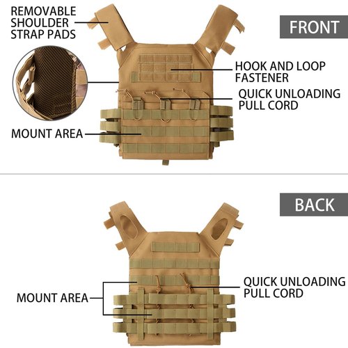 Disratw Tactical Airsoft Vest Molle Adjustable Lightweight Airsoft Vest Outdoor Paintball Training Cosplay Costumes (Black)