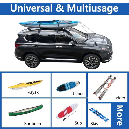 Drytuns Surfboard Rack for Car, Paddle Board Car Rack, Surf Racks for Cars, Universal Soft Roof Racks for Kayak SUP Canoe, Complete Set
