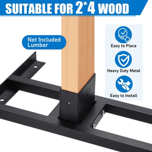 TOBWOLF 2x4 Target Stand Base for AR500 Steel Shooting Targets, Double T-Shaped Base, Easy to Carry Holder for Outdoor Shooting Range
