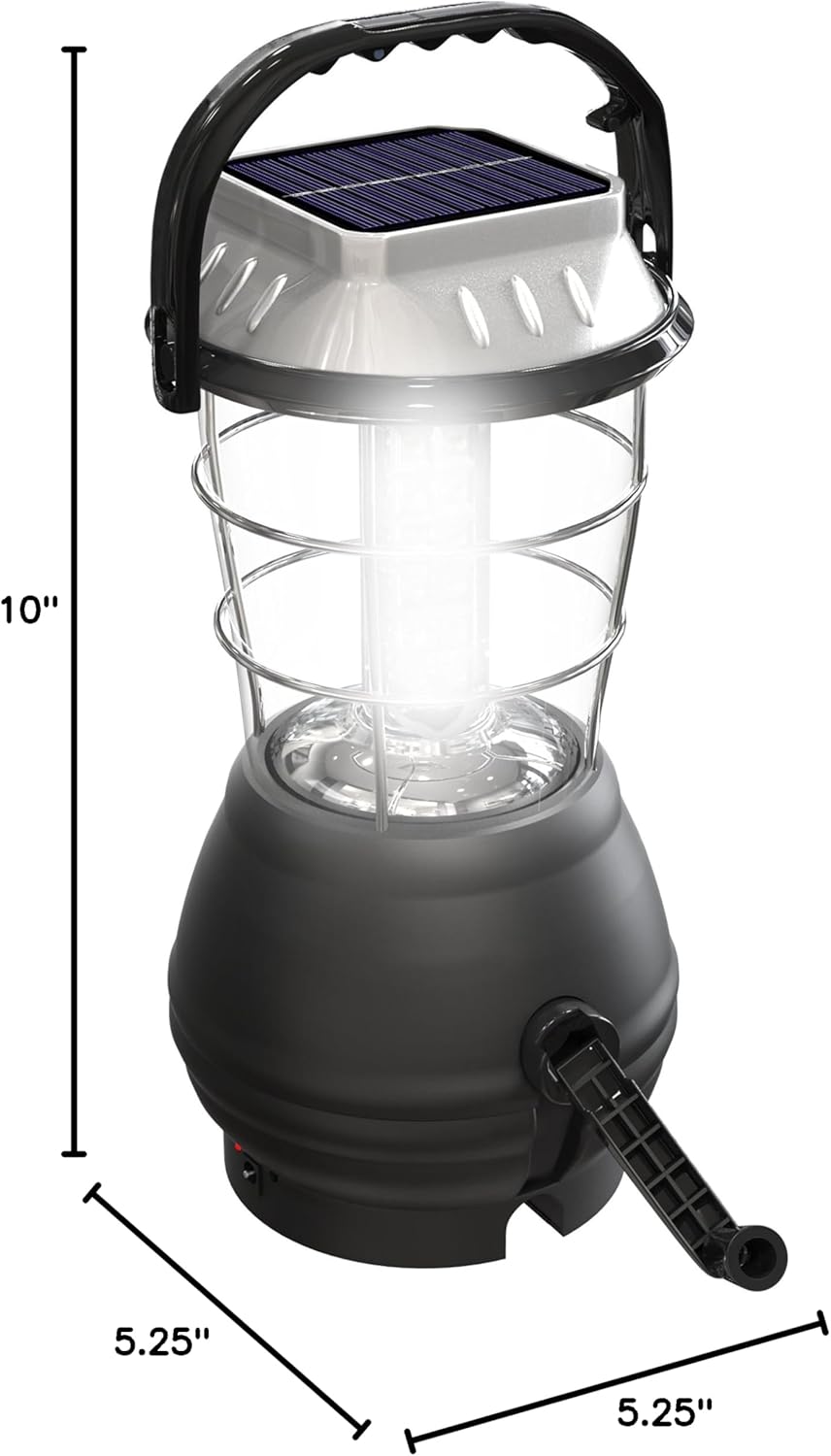 Solar Powered Hand Crank Lantern - Rechargeable LED Light for Camping & Outdoors