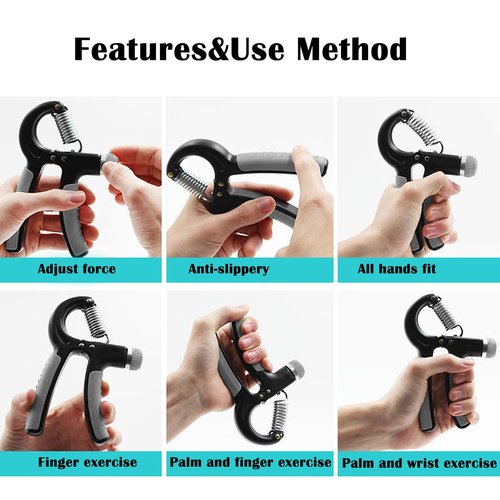 Strengthener Hand Grip 2 Pack 5-60kg Adjustable Strength Trainer Forearm Finger Wrist Exerciser Squeezer Workout Adults Kids