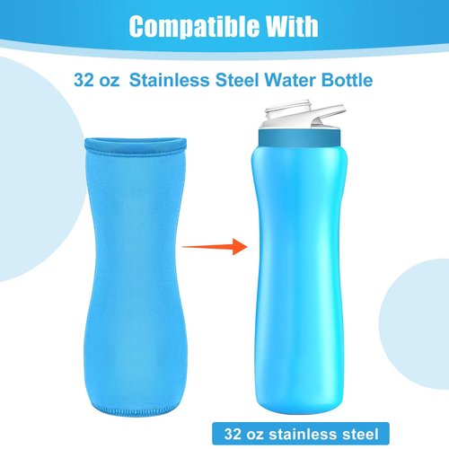 Enlisiwte 2Pcs 32oz Sleeve for Water Bottle - for 32 oz Stainless Steel Bottles, Neoprene Insulated & Sweat Absorbing Cover for Water Bottles(Blue,fits 32 oz stainless steel bottles)