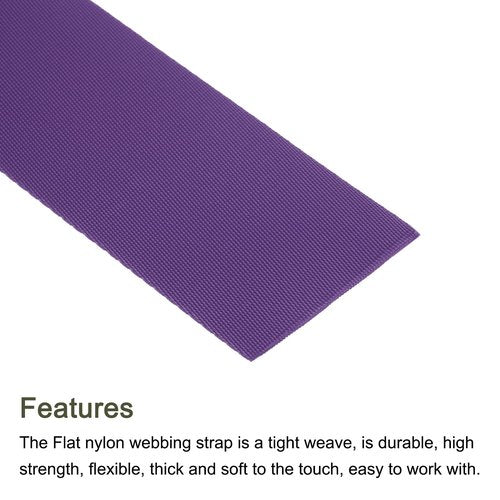 MECCANIXITY Flat Nylon Webbing Strap 2 Inch 5 Yards Polypropylene Webbing Bean Purple for Backpack, Luggage-Rack, Outdoor Climbing, DIY Craft