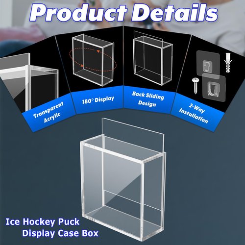 Cosmos Ice Hockey Puck Display Case Box Hockey Puck Wall Mount Holder Acrylic Display & Storage Showcase for Collectible Hockey Puck / Game Winning Puck, Memorabilia, Collectible Figure Stand (1)