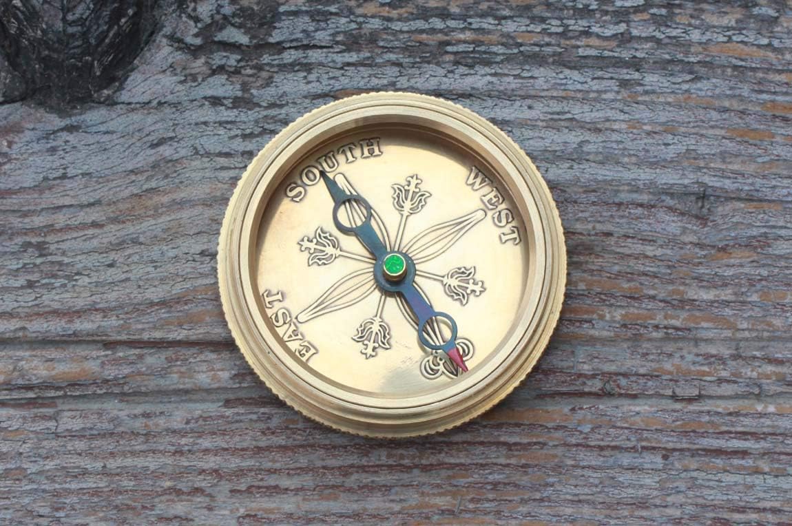 Solid Brass Compass with Leather Case โ Engraved Quote โDo Not Go Where The Path May Leadโ โ Inspirational Gift for Men, Women, Graduates, Travelers, Retirement, Adventure Keepsake