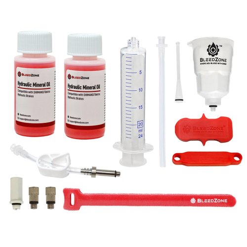 BleedZone Brake Bleed Kit with Mineral Oil Compatible with Shimano & Compatible with Tektro Hydraulic Brakes – Bicycle Hydraulic Brake Bleed Kit – Hydraulic Bike Brakes, MTB, Road Bikes and More