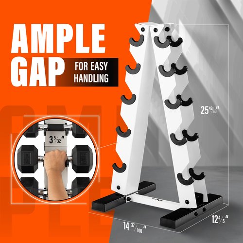 YES4ALL Dumbbell Rack Stand Only, 5 Tier A Frame Weight Rack for 5-25 LB Dumbbells
