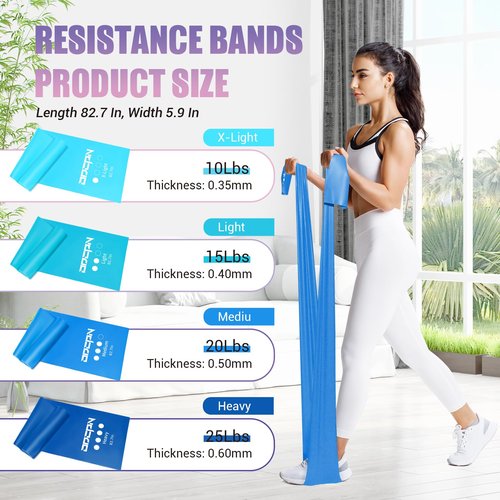 Resistance Bands for Physical Therapy Women, Extended 6.9FT Exercise Stretch Bands for Yoga, Pilates, Rehab, Fitness and Strength Training, Elastic Workout Bands with Training Poster