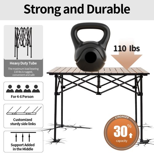 SHANQUAN Camping Table Roll up Table, Fold up Lightweight Compact, 2-4 Person Portable Roll up Aluminum Table with Carry Bag for Outdoor, Camping, Picnic, Backyards, BBQ