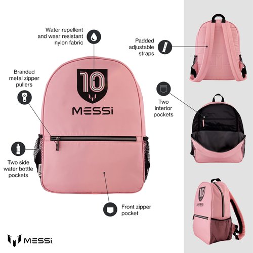 Messi Lifestyle Backpack, Bookbag with Pockets & Adjustable Straps