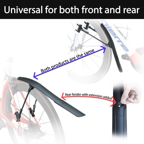 Saurka Road bike fender Adjustable Angle- Pneumatic lightweightMud protection700C bike, gravel bike general purpose- Easy to installAppearance High diamond texture(Front and Rear 2 Parts)