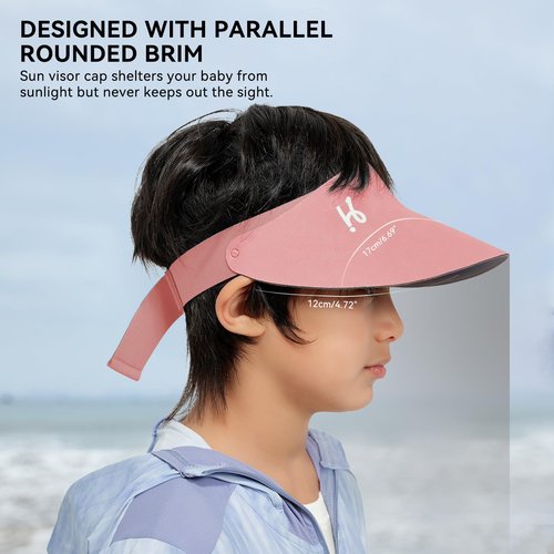 Sun Visor Hat for Toddler UPF53+ Packable Lightweight Kids Sport Cap Sun Protection Hats for Girls Boys (US, Alpha, One Size, Pink)
