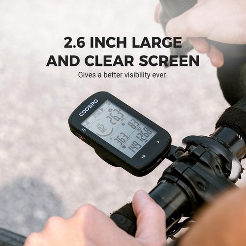 COOSPO CS300 GPS Bike Computer, Wireless Cycling Computer with 2.6 Auto-Backlight LCD Screen, Bluetooth5.0 ANT+ HR/S&C/Power Sensor Compatible, Bicycle GPS Computer for Road/Mountain Bike
