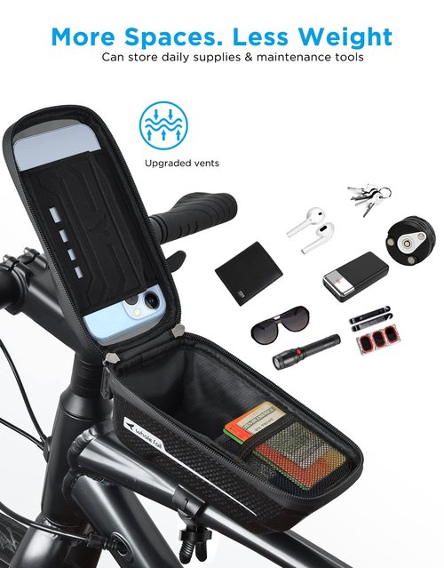 whale fall Quick Release Bike Frame Bag with Hard Shell, Waterproof Phone Mount with 0.25mm Touchscreen, Detachable Cycling Bag for Phones up to 6.9", Fits Road & Mountain Bikes