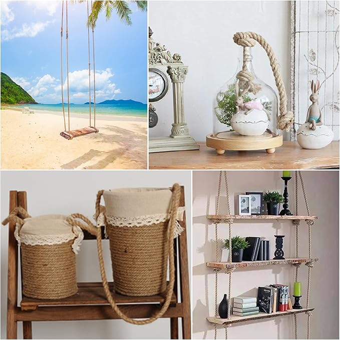 Manila Rope 3/4in x 50ft,Natural Hemp Thick Ropes,Large Decorative Nautical Rope,Twisted Manila Ropes Great for Gardening,Railings,Hammock