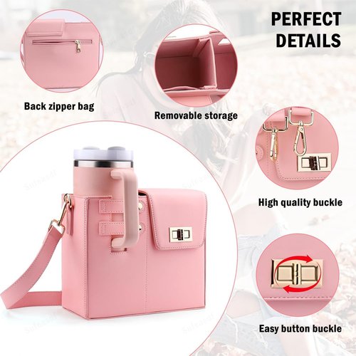 2025 New Stanley Cup Holder Crossbody Water Cup Storage Bag Purse Purses with Cups Holdes Stanley Cups Purses Holder 40 oz (Brown)