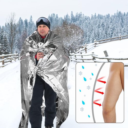 Emergency Mylar Thermal Blankets -Space Blanket Survival kit Camping Blanket (Pack of 6). Perfect for Outdoors, Hiking, Survival, Bug Out Bag ,Marathons or First Aid