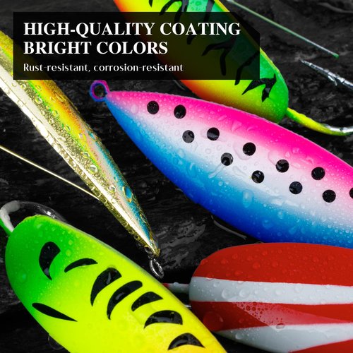 QualyQualy Weedless Spoon Fishing Lures for Saltwater, Minnow Fishing Spoon Hard Bait for Redfish Bass Tourt Northern Pike, 4PCS