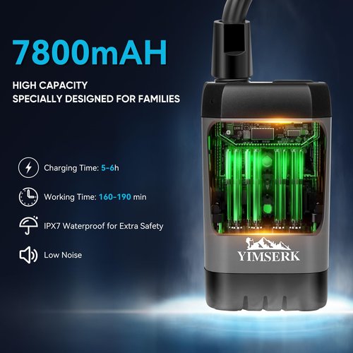 Yimserk Grey Shower Pump Shower Head And Bag, 7800mAh