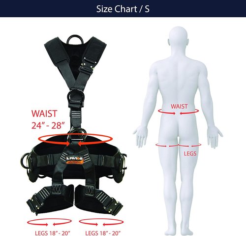 Fusion Climb Tac-Rescue, Construction Harness - Full body harness with 3D EVA Foam Padding, 6 D-Ring Points, and Quick-Release Steel Buckle Safety harness OSHA & ANSI Compliant for Tree Work Rock Cl