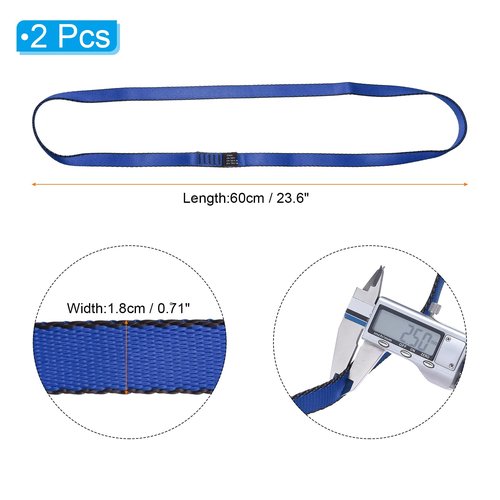 PATIKIL 24 Inch Nylon Slings, 2 Pack Strong Webbing Straps 18mm Rock Straps for Aerial Yoga Hammock Swing, Blue