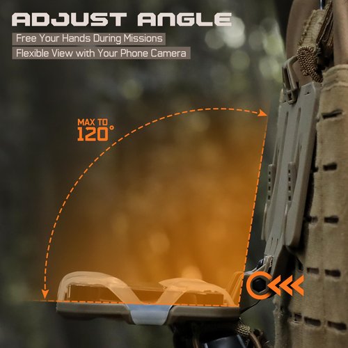 WYNEX Tactical Plate Carrier Phone Mount Molle Vest Accessories Cell Phone Chest Holder for Screen Size 4.7"-6.7",Khaki