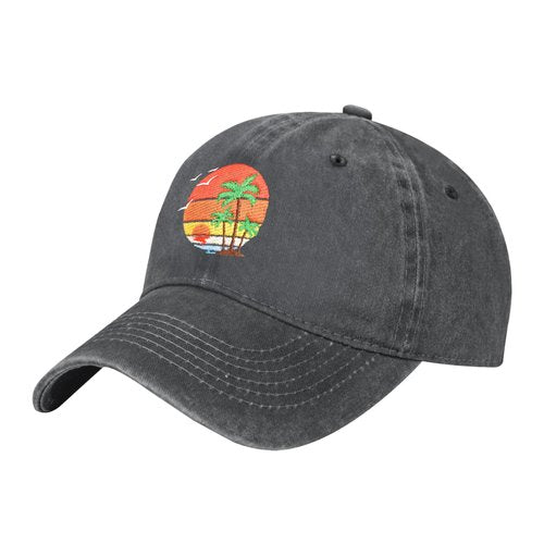 Betyiwling Palm Tree Baseball Cap for Women Men Embroidery Adjustable Washed Distressed Trucker Hat