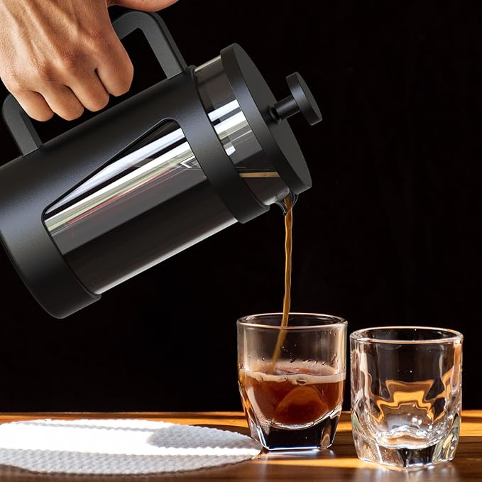 RAINBEAN Small French Press 12 Oz, Mini French Press Coffee Maker 1 Cup, Single Serve Coffee Press, Coffee Brewer With 3 Level Filtration, Perfect for Tea Lovers