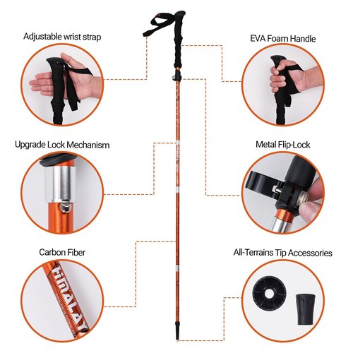 Aluminum Alloy Trekking Poles Collapsible Hiking Poles - Trekking Sticks with Quick Lock System Lightweight for Hiking, Camping
