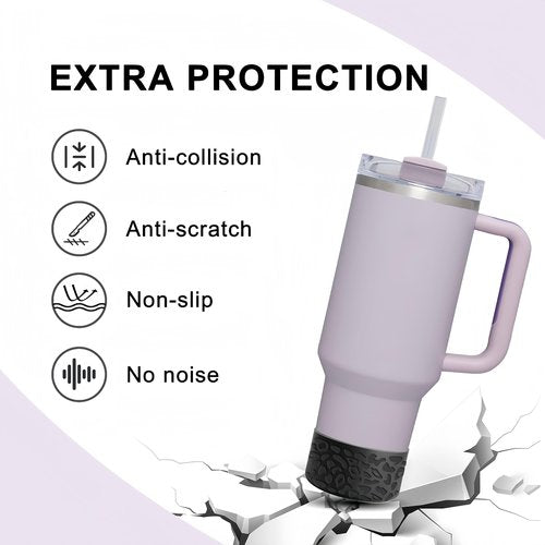Raioaea for Stanley Cup Accessories, Leopard Engraved Silicone Boot for Stanley Cup 40oz 30oz 20oz & Hydro Flask 12-24oz, Stylish Bottom Protector Cover Sleeve for Yeti, Simple Modern,Rose Pink