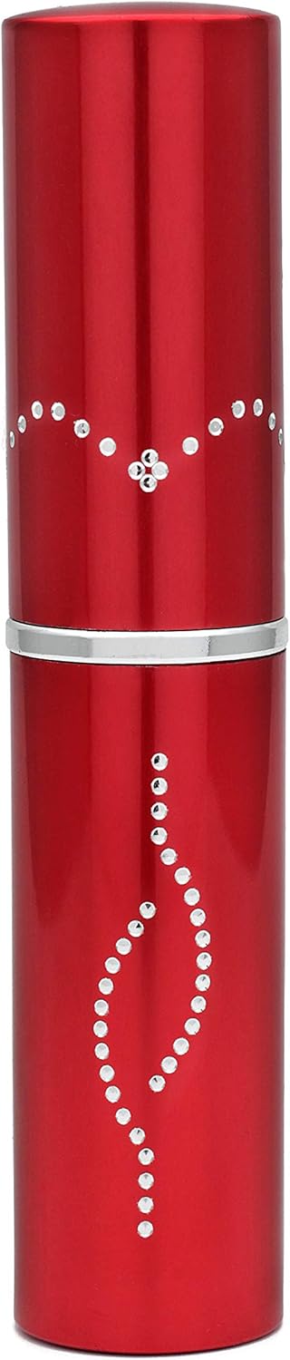 Spark Lipstick Stun Gun Women Self Defense Bright Led Flashlight - Rechargeable Battery (Red)