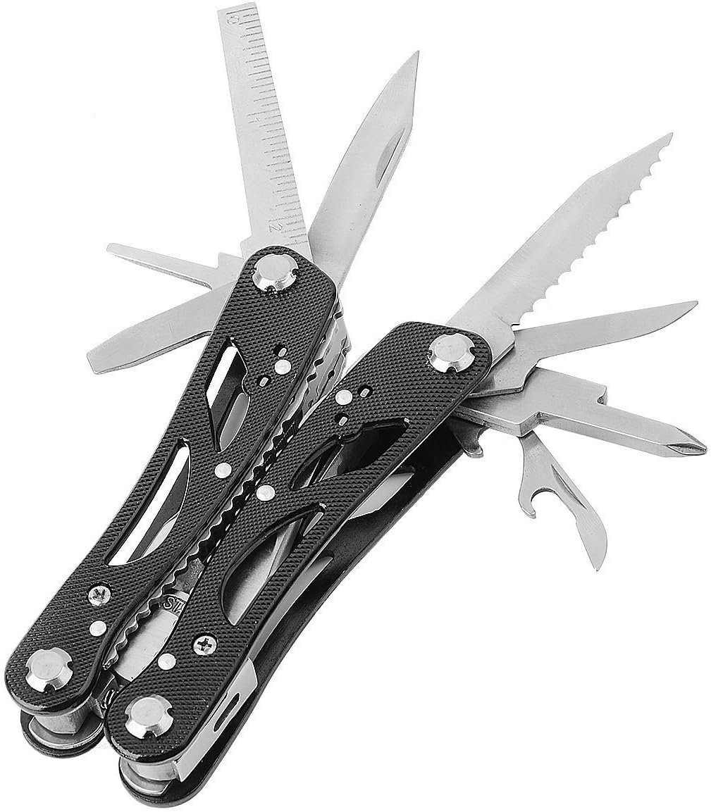 Poeland Multitool Pliers Set Stainless Steel Screwdriver Tool with 11 Screwdriver Bits Black
