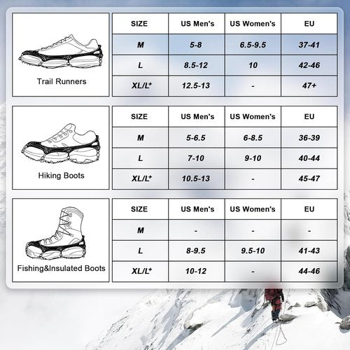 Snow Spikes for Shoes, 32 Non-Slip Spikes, Superior Traction, Hiking, Outdoor (X-Large)