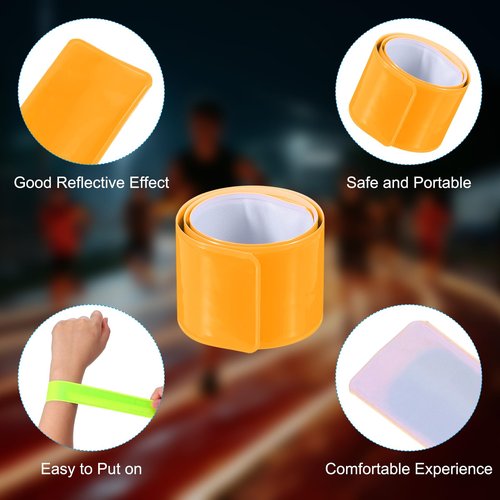 PATIKIL Reflective Slap Bands, 12 Pcs Reflector Band Snap Bracelet Armbands High Visibility Safety Reflectors Wrist Strap Strips for Night Jogging Cycling Running Hiking, Yellow