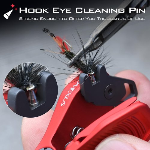 GOMEXUS Sharkbite Fishing Line Cutter with Retractors and Fishing Knot Tying Tool and Hook Eye Cleaner,Fly Fishing Nippers (Blue)